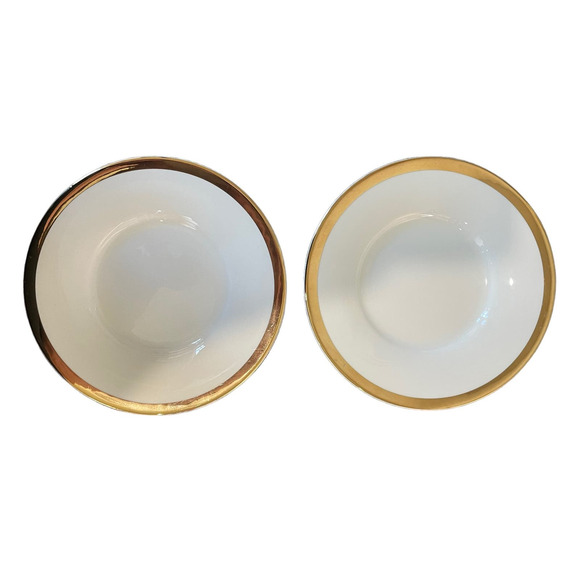 Pier One Porcelain Gold Band 6 Inch Appetizer Tapas Dessert Plates‎ Set of 2 - Picture 1 of 6